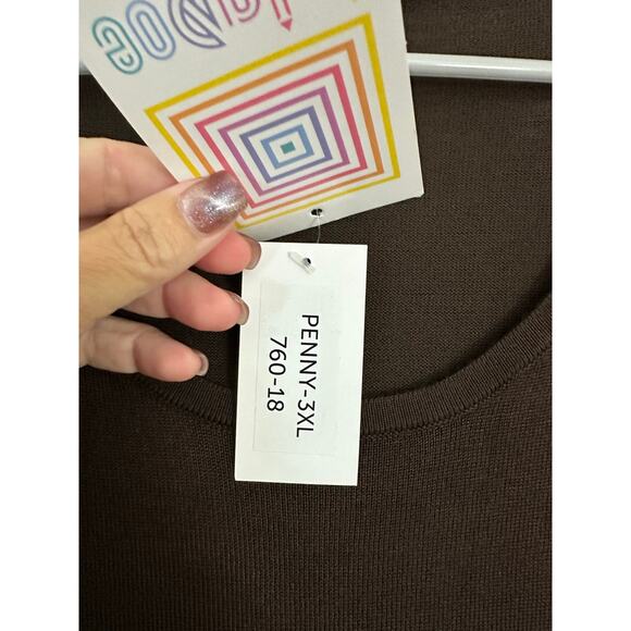 NWT Lularoe Penny Brown Knit Sweater Top 3X Chiffon Sleeves - Picture 4 of 7